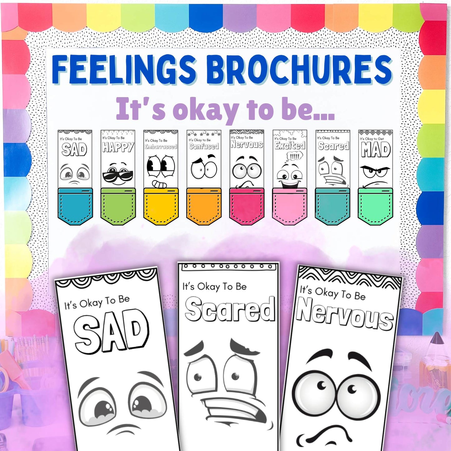 Emotions Brochures and Bulletin Board for School Counselors