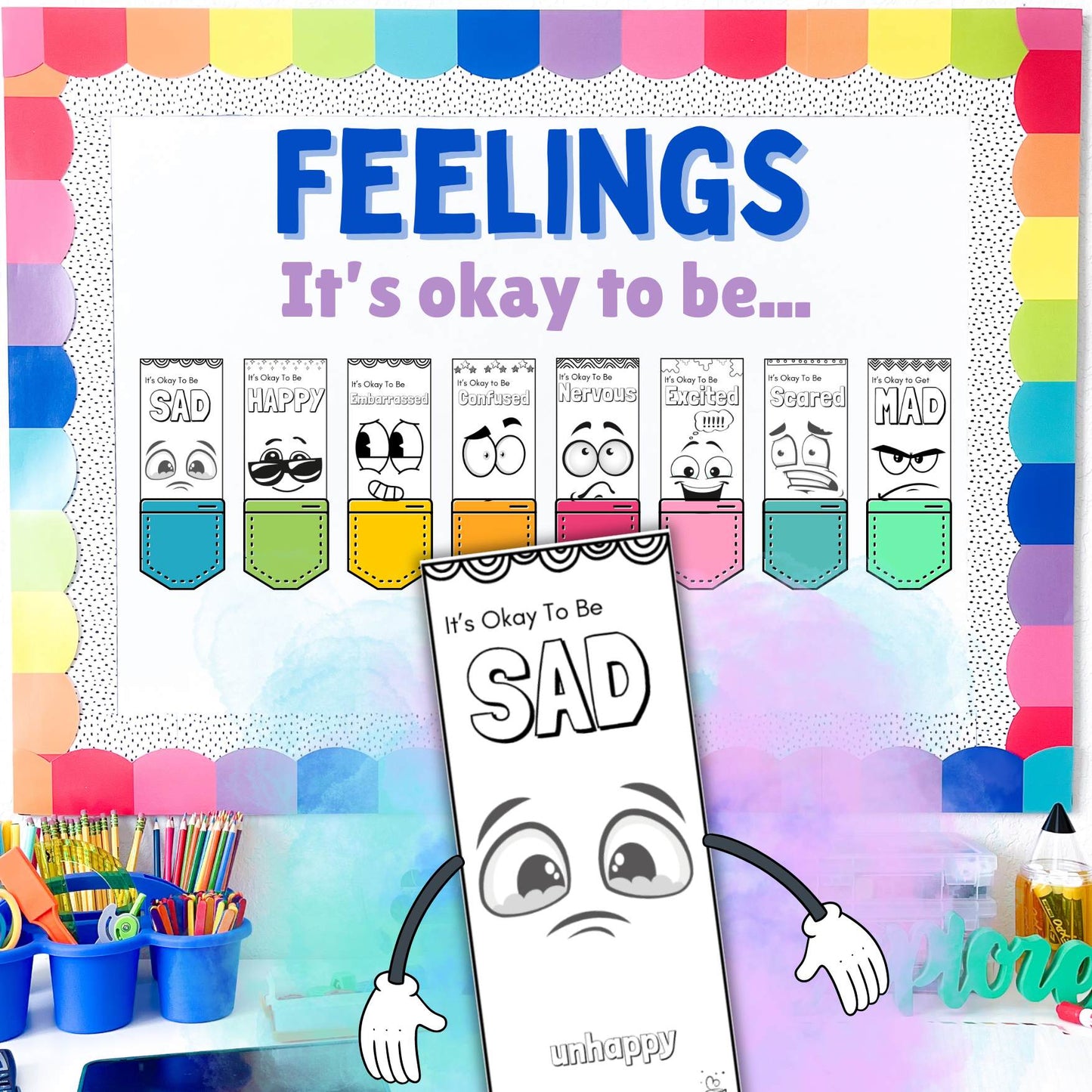 Emotions Brochures and Bulletin Board for School Counselors