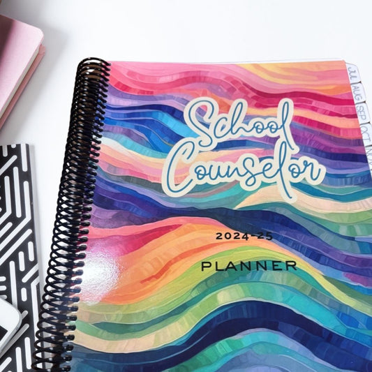 FREE Shipping Printed Color-Wave School Counselor Planner