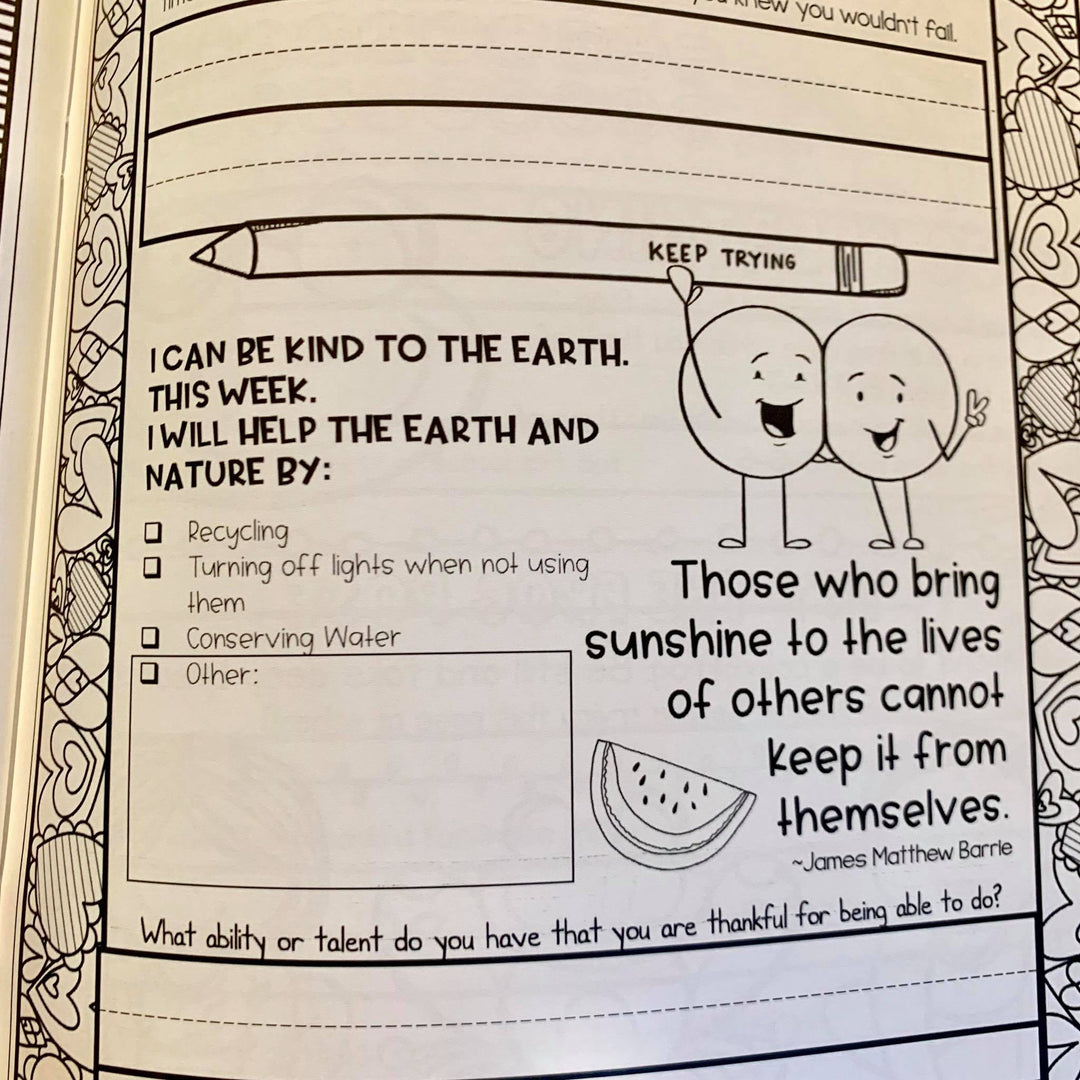 Printed &amp; Shipped Social Emotional Daily Check in Journal with Growth Mindset (lower elementary)