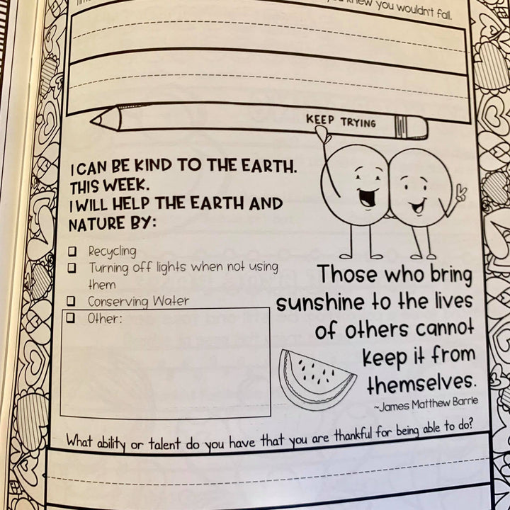 Printed &amp; Shipped Social Emotional Daily Check in Journal with Growth Mindset (lower elementary)