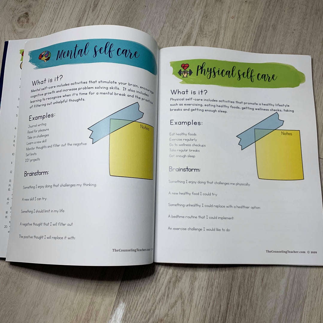 Printed Self Care Journal for Teachers