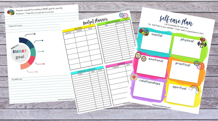 Self Care for Teachers with a Journal, Trackers, Challenges and Bulletin Board Kits