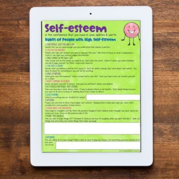 Self Esteem Distance Learning for Google Classrooms