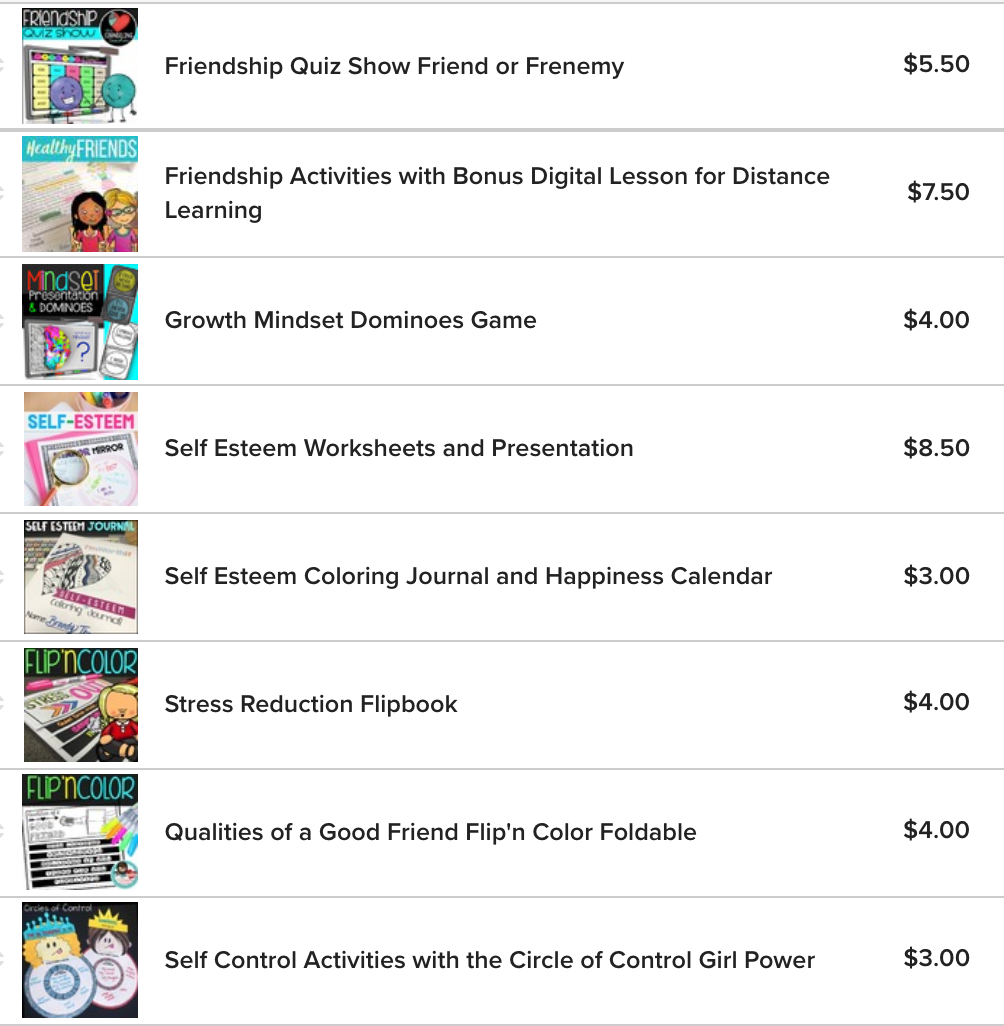 Coping Skills Friendship Bundle Girls Groups