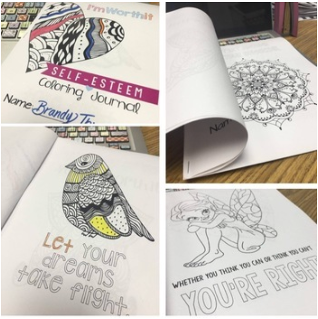 Self-Esteem &amp; Positive Affirmations Coloring Journal (digital file only)