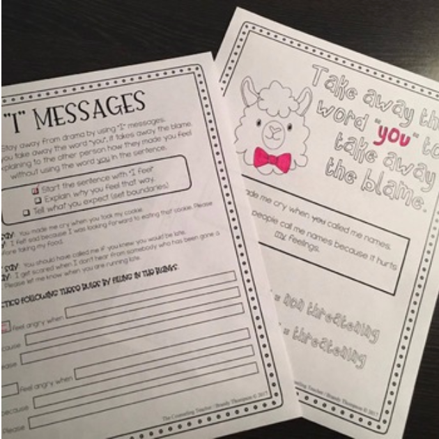 Conflict Resolution "I Messages" with a Llama theme