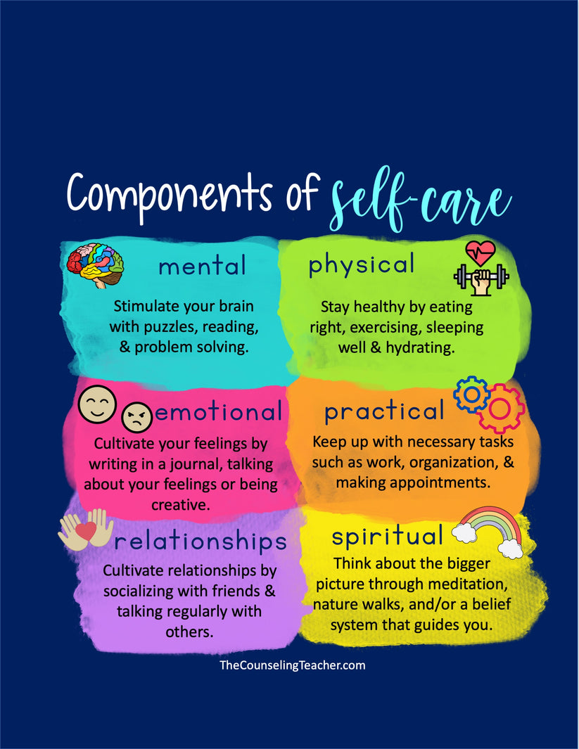 Self Care for Teachers with a Journal, Trackers, Challenges and Bullet ...